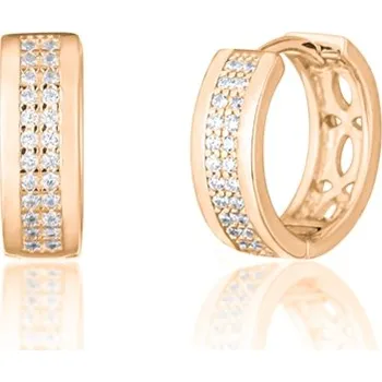 Náušnice Stříbrné zlacené náušnice kruhy s čirými zirkony 15 mm STNAU1524F
