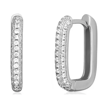 Náušnice Moderní stříbrné náušnice se zirkony STNAU1555F