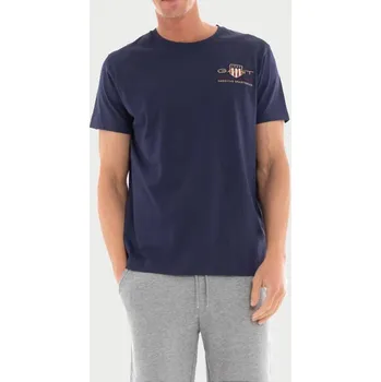 Pánské tričko Pánské modré triko Gant - Velikost M, Barva Modrá 34049 2003081