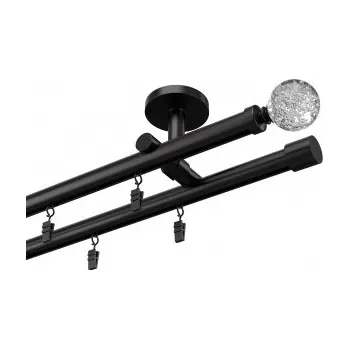 Garnýž Profilová hliníková garnýž stropní dvojitá Elegant černá Gula Bubble