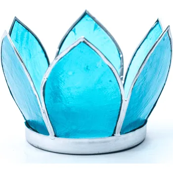 Svícen Milujeme Kameny Svícen - lotosový květ - světle modrý 1053