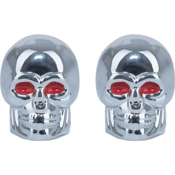 Kovové čepičky ventilků Skull, OXFORD (stříbrná, pár)