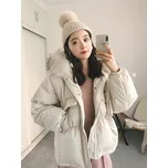 Zimní bunda s kožíškem mývalu Barva: Béžová, Velikost: S