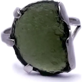 Prsten Stříbrný prsten s vltavínem 1,6 cm x 1,2 cm