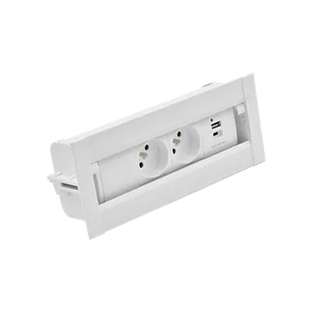 Elektrická zásuvka SIMON 48630E20B000000-33 Mediaport Spinner: 2x 250 V typ E + USB A-C nabíječka, kabelový konektor bí