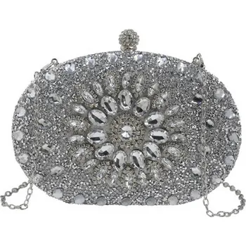 Elegantní večerní kabelka (psaníčko) vykládaná "umělými diamanty" Barva: Stříbrná