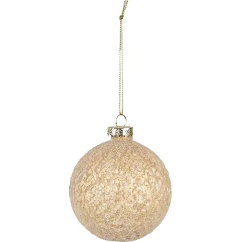 Vánoční ozdoba Sada 4ks zlatá vánoční skleněná ozdoba - Ø 10*10 cm