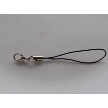 Korálek Šňůrka na mobil černá s karabinkou č. 48