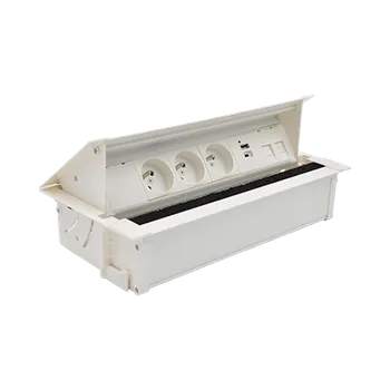 Elektrická zásuvka SIMON 48730E30BK00000-33 Mediaport Cover: 3x 250 V typ E + USB A-C nabíječka + 2x zásuvka RJ45 kabel