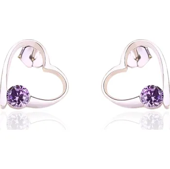 Náušnice Majya Stříbrné náušnice HELENA fialový kamínek Ag/; ≤1,56 g 10492