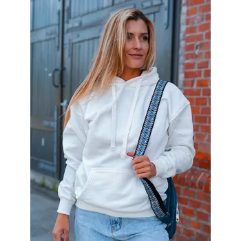 Dámská mikina BudesIN Bílá casual mikina Keila s klokaní kapsou a kapucí Velikost: L