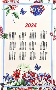 Utěrka Olzatex Textilní kalendář utěrka Hortenzie 2024 40 x 70 cm bílý