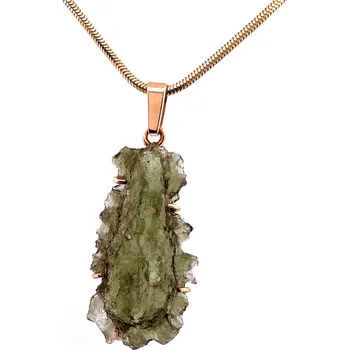 Přívěsek Zlatý přívěs s neopracovaným vltavínem 3 cm x 1,7 cm