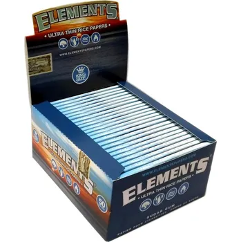 Papírky ELEMENTS King Size Slim, 33ks v balení | box 50ks (Dlouhé papírky ELEMENTS KS SLIM, 33 papírků v jednom balení, v jednom boxu 50 balení.)