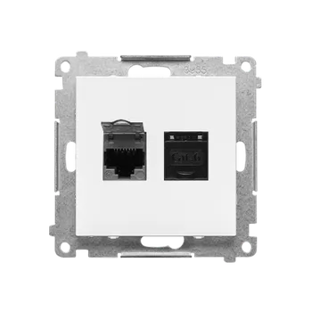 Elektrická zásuvka SIMON T62E.01/111 Zásuvka datová 2 násobná stíněná RJ45 kat. 6 s protiprachovou clonou (přístroj s k