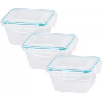 Přepravka na jídlo Dóza MagicHome Lunchbox set YH373, sada 3 ks, 600 ml, 135x135x75 mm, štvorcová, Clip