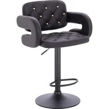 Barová židle Barová židle ekokůže Ardal Gold na černém talíři - černé