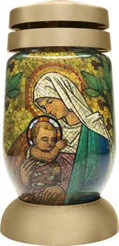 Smuteční dekorace Bolsius Kahanec S03 3D vitráž 22 cm Maria s Ježíšem
