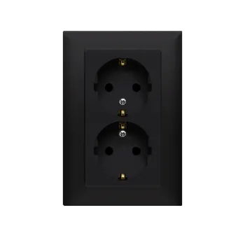 Elektrická zásuvka SIMON CGSZ2/49 Zásuvka dvojnásobná s uzemněním SCHUKO, 16A, 250V~, šroubové svorky, černá matná