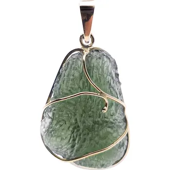 Přívěsek Zlatý přívěsek s vltavínem 2,4 cm x 1,9 cm