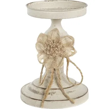 Svíčka Svícen DKD Home Decor Neoklasicistický Starožitný povrch Kov Bílá (13 x 13 x 17,5 cm)