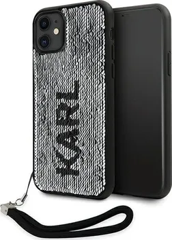 Pouzdro na mobilní telefon Karl Lagerfeld Sequins Reversible pro Apple iPhone 11 černé/stříbrné