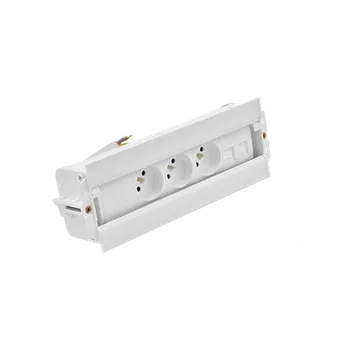 Elektrická zásuvka SIMON 48630E300K00000-33 Mediaport Spinner: 3x 250 V typ E + 2x zásuvka RJ45, kabelový konektor bílá