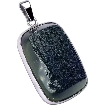 Přívěsek Stříbrný přívěsek s vltavínem 3 cm x 2 cm