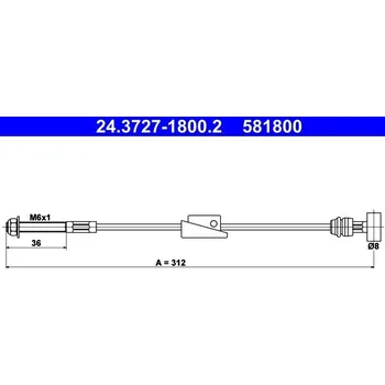 Lanko parkovací brzdy Tažné lanko, parkovací brzda ATE 24.3727-1800.2