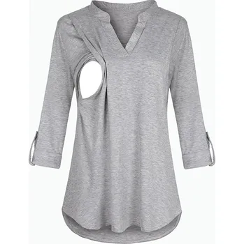 Těhotenská/kojící košile s dlouhým rukávem Barva: šedý melír , Velikost: XL