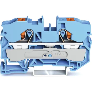 Rozvaděč WAGO Svorka 2210-1204 2vodičová průchozí s ovládacím tlačítkem 10 mm², modrá 2210-1204