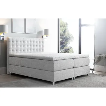 Postel Luca vysoká čalouněná postel boxspring 140 x 200 cm šedá