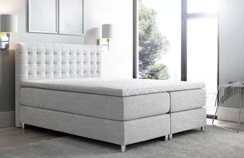 Postel Luca vysoká čalouněná postel boxspring 140 x 200 cm šedá