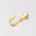 Přívěsek žluté zlato 585 - písmeno U se zirkony 13-152-U