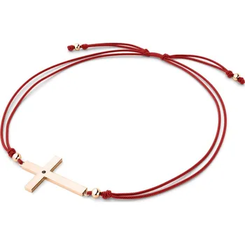 Šperk Dámský náramek přírodní diamant 0.006 ct kabbalah s křížem a černý 10947-NRS-CV-CV-Black délka 16 cm