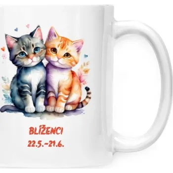 Hrnek malý bílý s potiskem Zvěrokruh blíženci