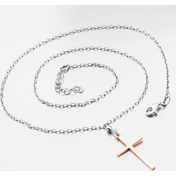 Náhrdelník Náhrdelník stříbro 925 růžovým křížem 92003043-54B-SLX délka 45 cm