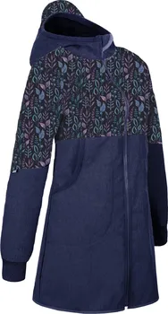 Dámská softshellová bunda Unuo Dámský softshellový kabát s fleecem žíhaný tmavě modrý lístečky