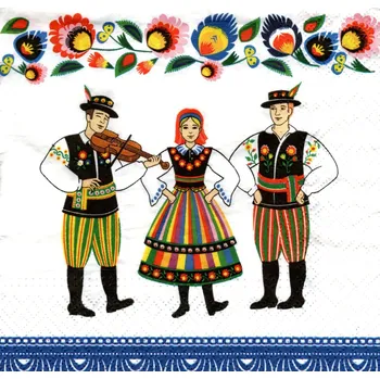 Papírový ubrousek UBR-F96, Ubrousek, 16x16 cm, LIDOVÉ TANCE, 1 kus