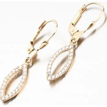 Náušnice Dámské náušnice žluté zlato 585 zirkon visací 12-705