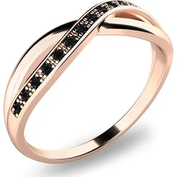 Prsten Dámský prsten přírodní diamant 0.090 ct černé brilianty růžové zlato 140013CV-DIA-Black velikost 50