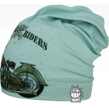 Čepice čepice Dráče POLO 57 zelenomodrá mořská zeleň s motorkou převis homeless velikost čepic: 54-56cm (7-14 let, RDX vel. 6)