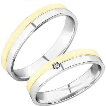 Prsten Snubní prsteny zlato mix 585 zirkon 0.021 ct G/SI SP-288-BZ