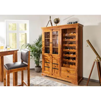 Vinotéka CAMBRIDGE HONEY Skříň na víno 180x144 cm, akácie