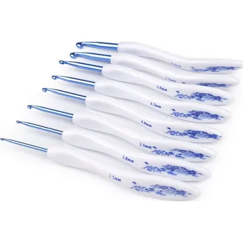 Sada ergonomických háčků na háčkování, růžičky, barva 2 modrá
