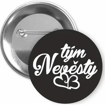 ON-DESIGN Placka s motivem Tým nevěsty 32 mm Barva: černá, Barva potisku: bílá, Typ buttonu: špendlík