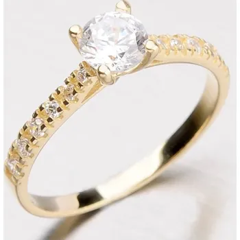 Oblečení a móda Dámský prsten žluté zlato 585 zirkon zdobený DZ10759-ZL velikost 49