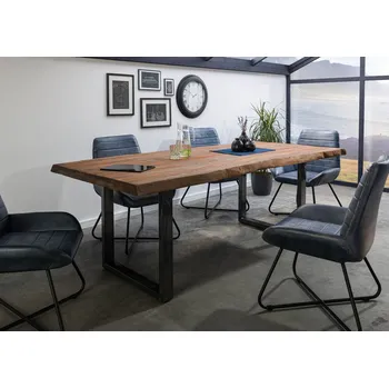 Jídelní stůl Jídelní stůl Palisandr 240x100x77 šedě mořený / U-nohy antracit lesklý METALL 5