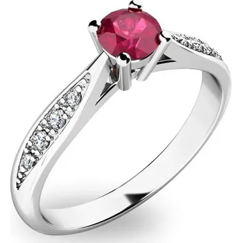 Prsten Dámský prsten bílé zlato 585/1000 přírodní diamant 0.300 ct G/SI rubín 10745B-RUB velikost 56