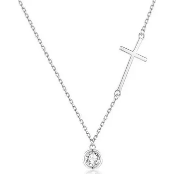 Náhrdelník Stříbrný náhrdelník s křížkem a zirkonem